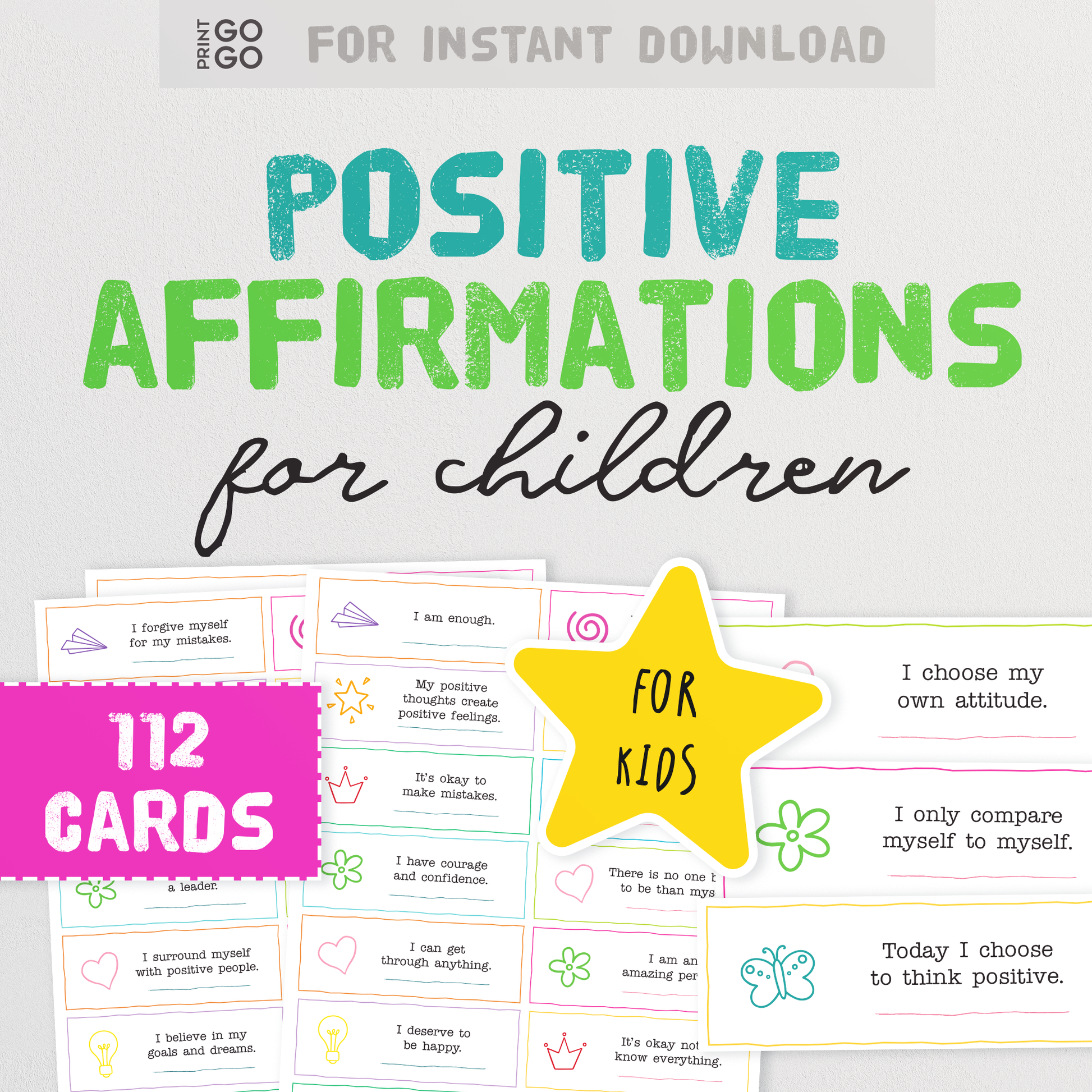 112 Positive Affirmations for Children | Help Kids To Grow a Positive Mindset and Build Their Self Confidence | Lunch Box Note Cards Ideas