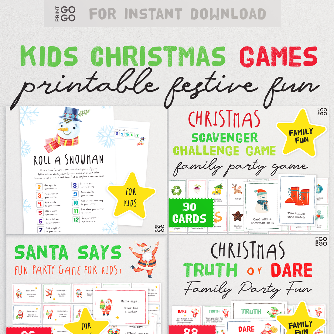 Christmas Party Game Bundle - Fun Games for Kids and Families! – Print GoGo