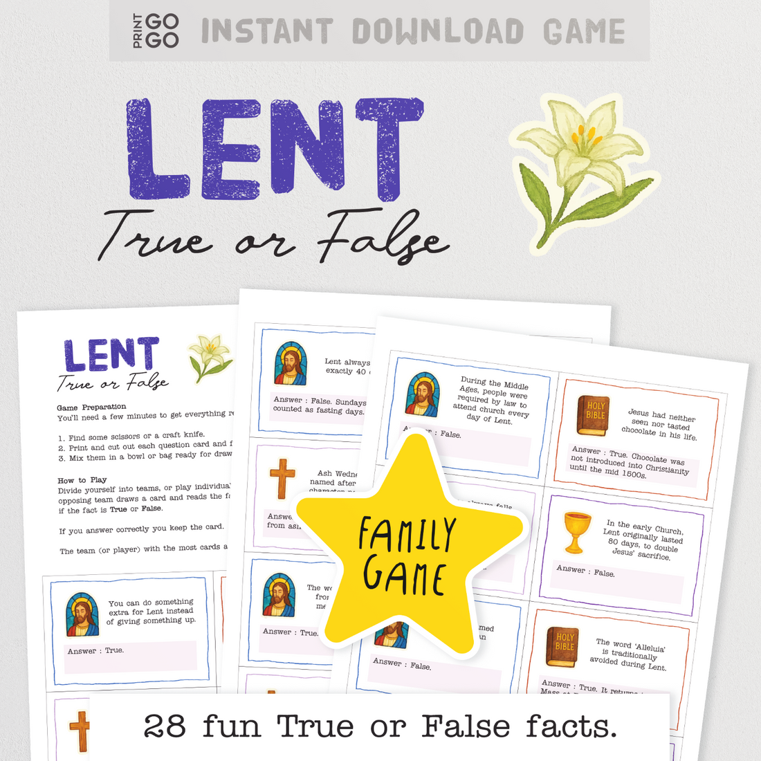 Lent True or False Game – A Simple & Fun Catholic Activity 🙏 – Print GoGo