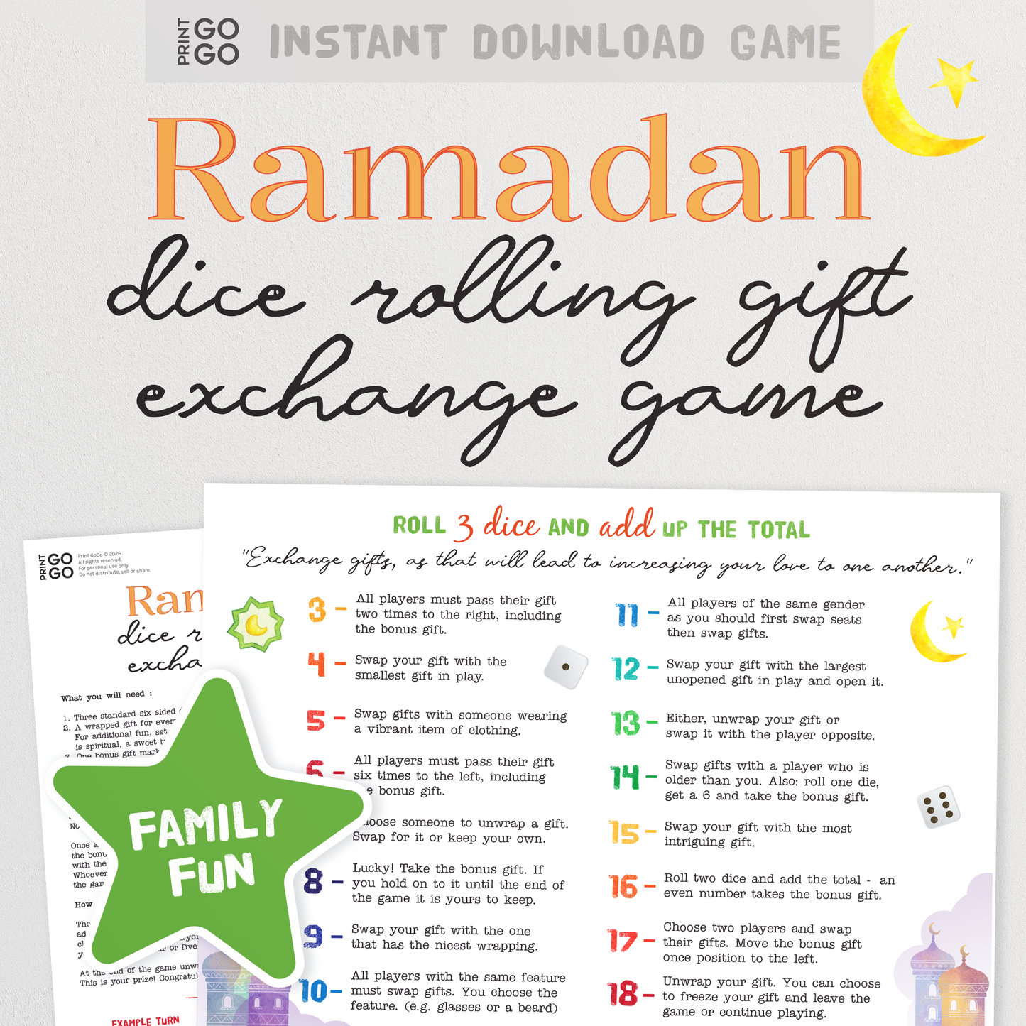 Ramadan Roll the Dice Gift Exchange Game