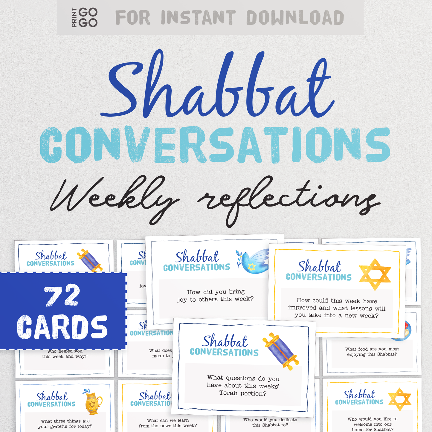 72 Shabbat Conversation Cards - A Meaningful Jewish Activity for Families