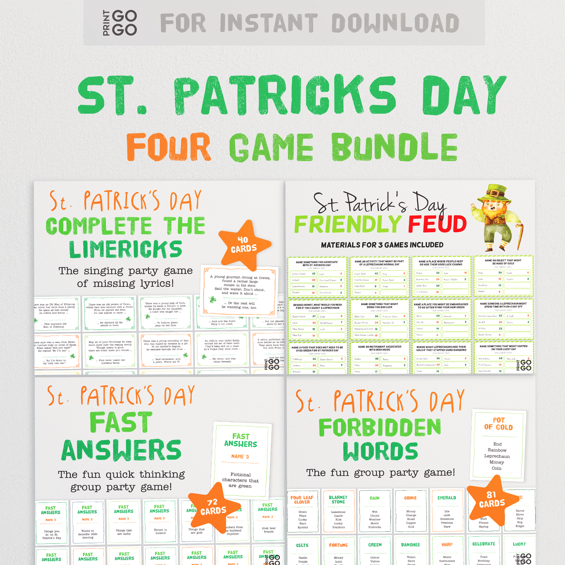 St. Patrick's Day Game Bundle - Family Party Games for Everyone