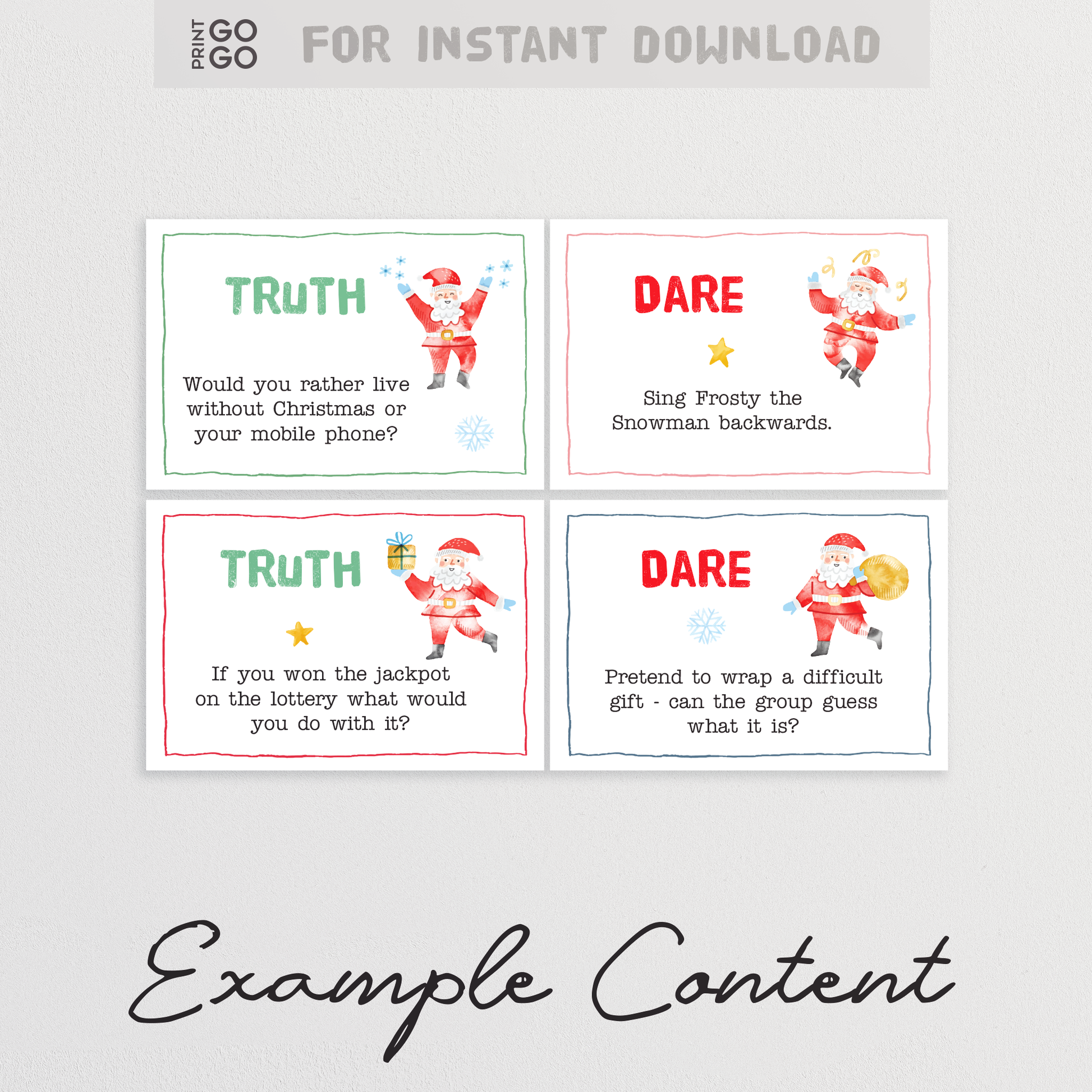 Christmas Truth or Dare Cards - The Fun Holiday Party Game for Kids and Families!