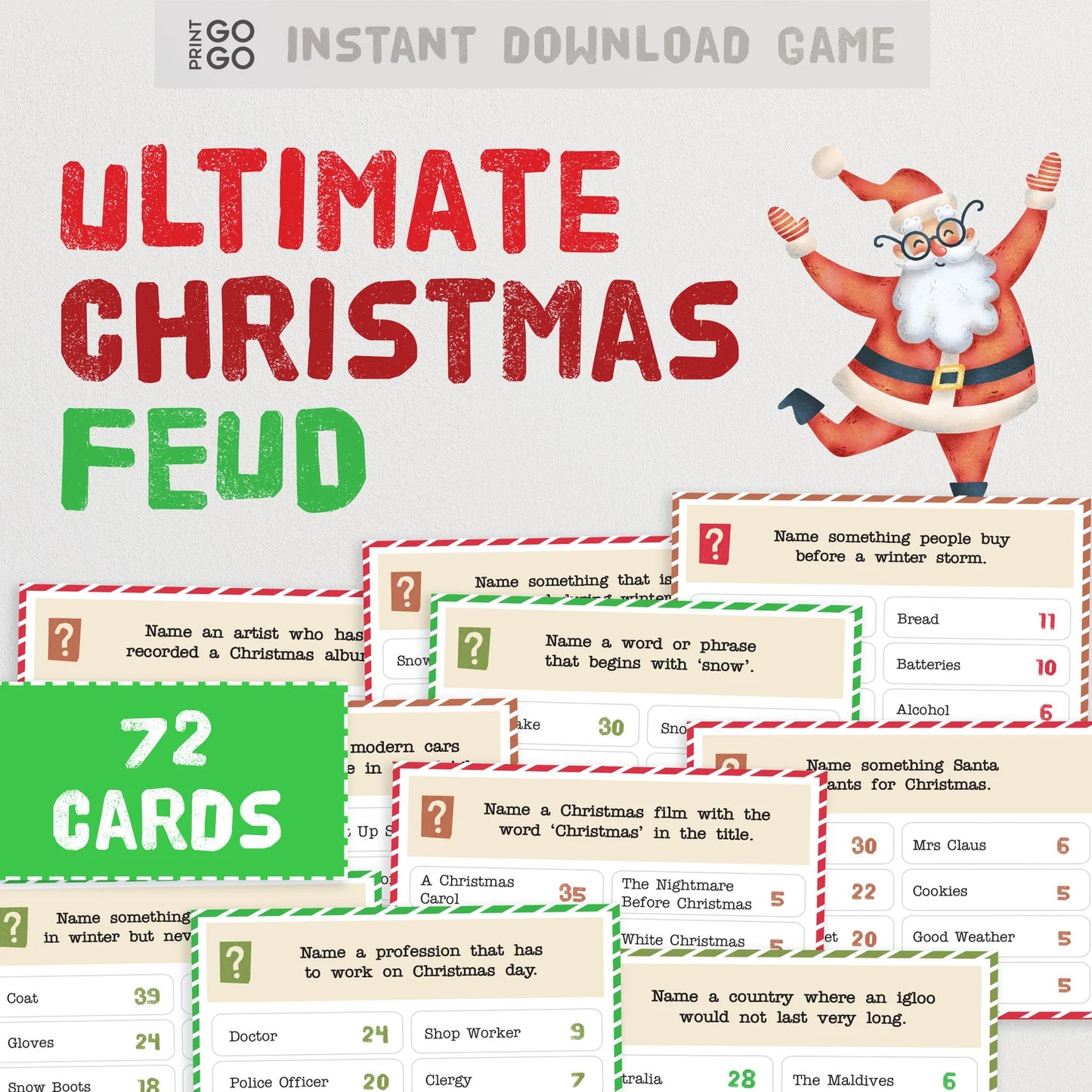 The Ultimate Christmas Feud - The Family Friendly Duel for Festive Top Answers and Points | 72 Holiday Quiz Questions to Play at Home!