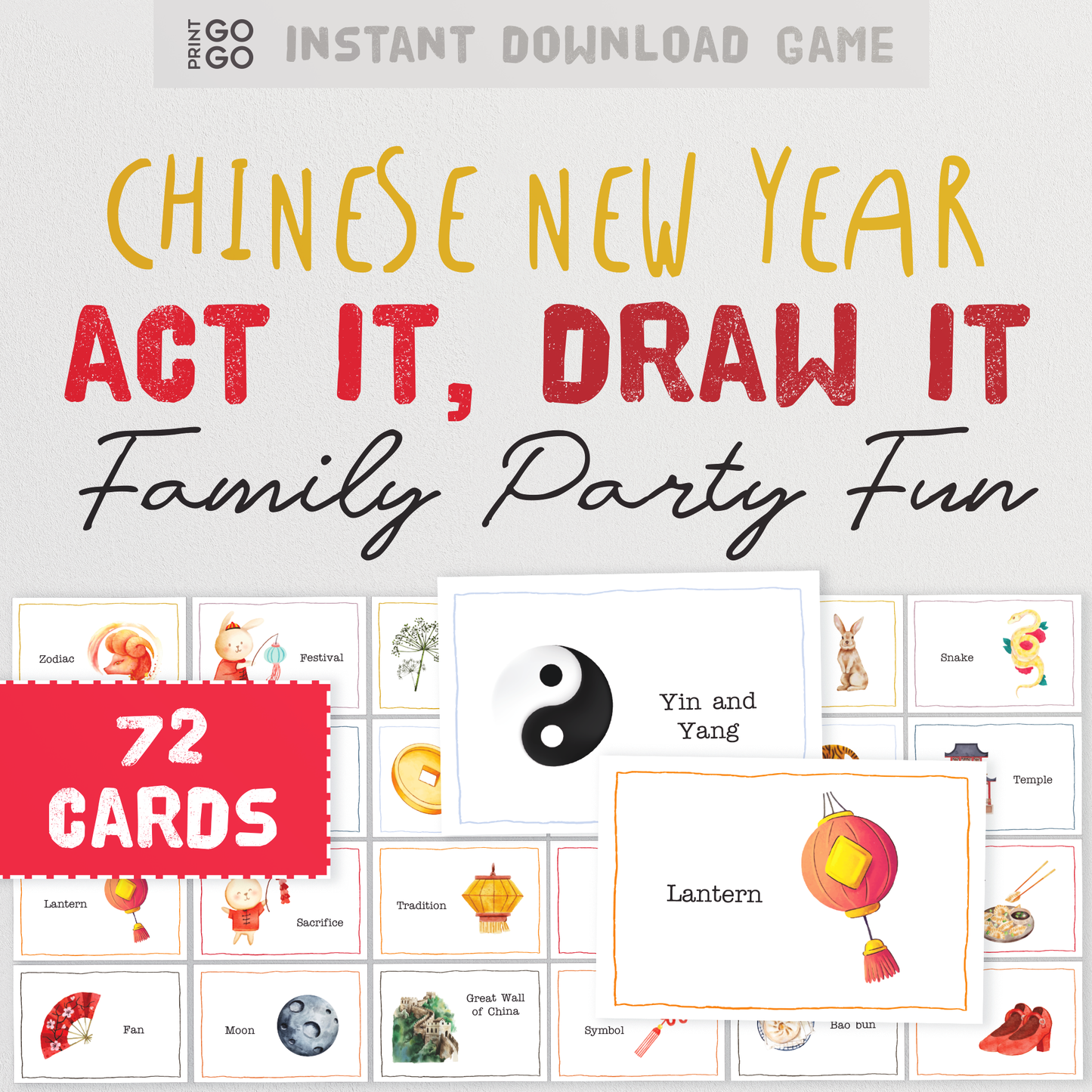 Chinese New Year Act It, Draw It - The Hilarious Family Party Game of Acting Out, Drawing and Guessing Phrases