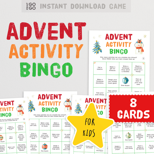 Advent Activity Bingo Cards - Boredom Busting Ideas for Christmas | Xmas Kids Bingo Game | Children's Advent Idea | Printable Bingo Cards