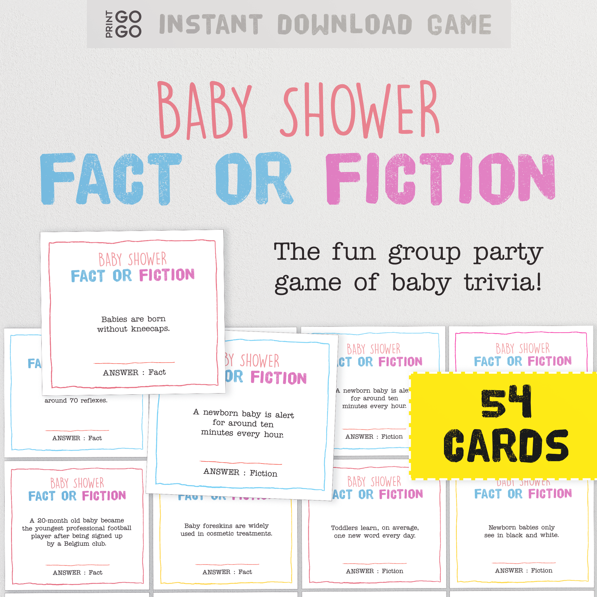 Baby Shower Fact or Fiction - The Fun Group Party Game of Baby Trivia