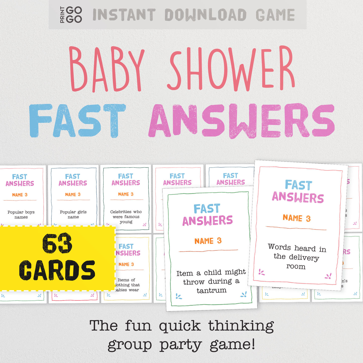 Baby Shower Fast Answers Game - The Fun Quick Thinking Group Party Game