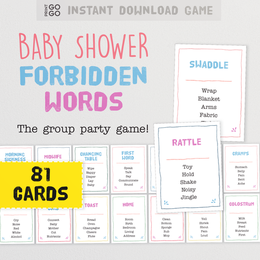 Baby Shower Forbidden Words - The Hilarious Party Game for Groups