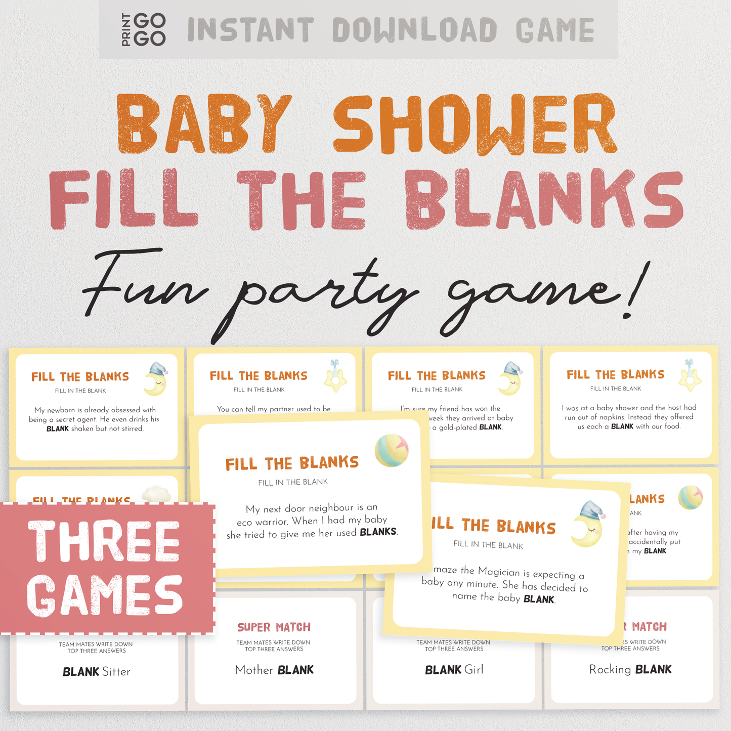 Baby Shower Fill The Blanks - The Hilarious Party Game of Completing Missing Words!