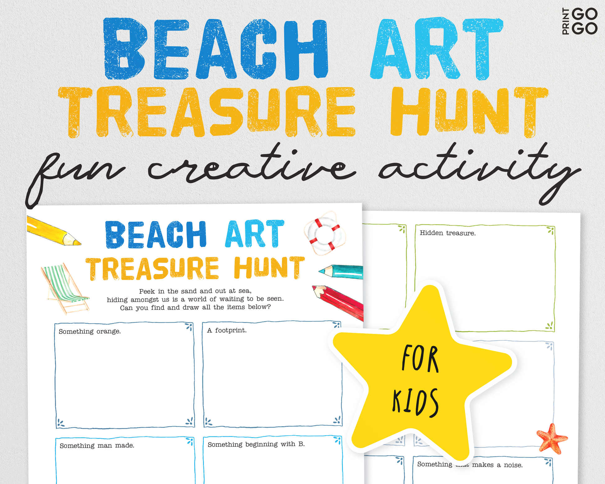 Beach Art Treasure Hunt for Kids | Outdoor Scavenger Hunt Game | Children's Art Game | Summer Holiday Activities | Creative Drawing Ideas