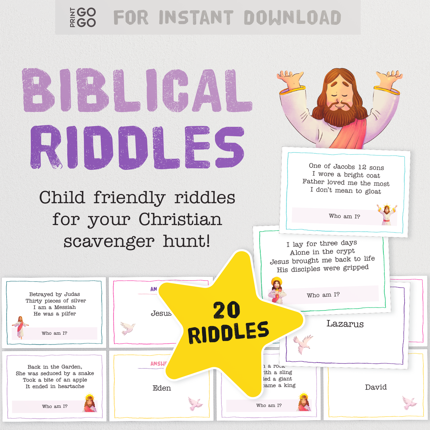 20 Biblical Riddle Cards for your Christian Scavenger Hunt