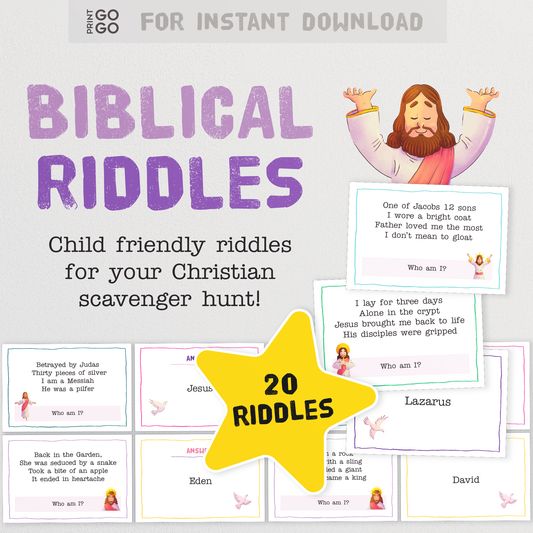 20 Biblical Riddle Cards for your Christian Scavenger Hunt