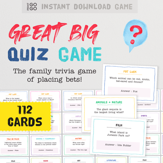 The Great Big Quiz Game - The Family Trivia Game of Placing Bets!