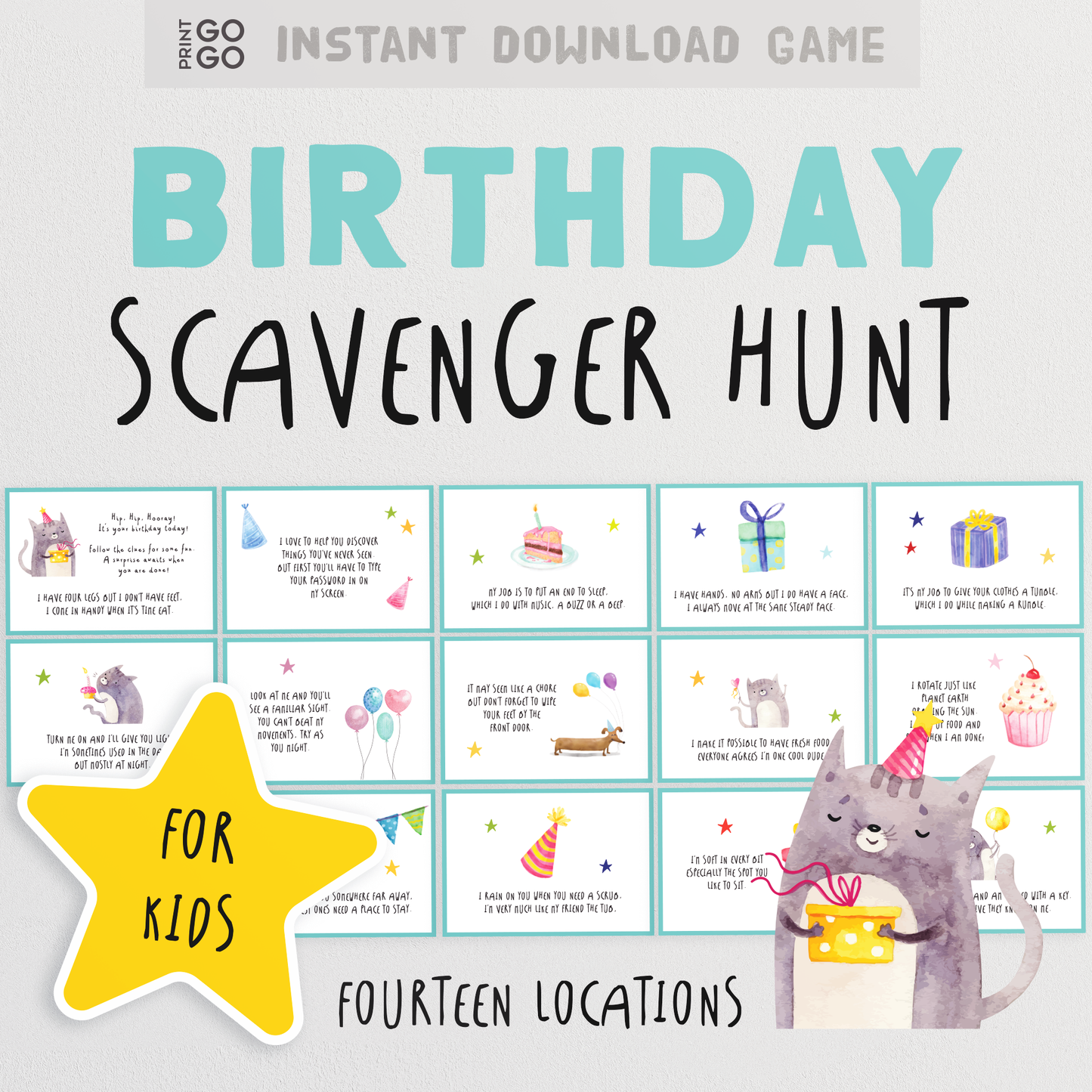 Birthday Scavenger Hunt - A Fun Race of Solving Clues and Finding Rewards for Kids