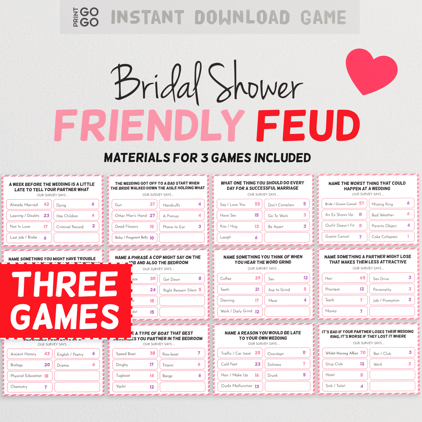 Bridal Shower Friendly Feud