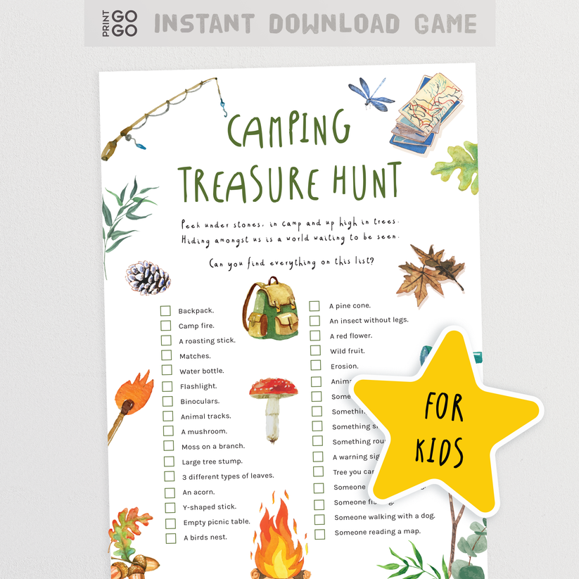 Camping Treasure Hunt for Kids – Print GoGo