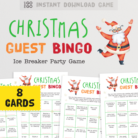 Christmas Party Guest Bingo - The Holiday Ice Breaker Game