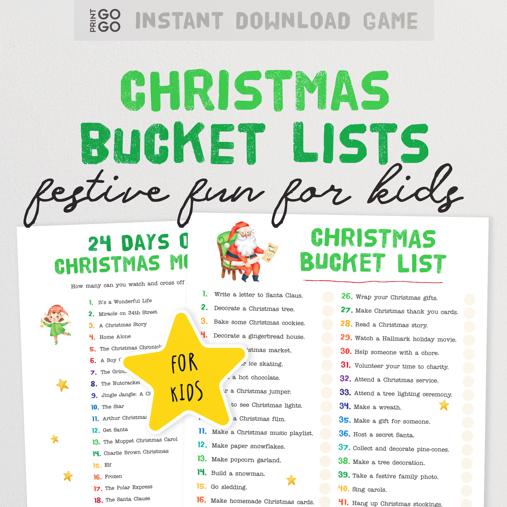 Christmas Bucket List and 24 Days of Christmas Movies