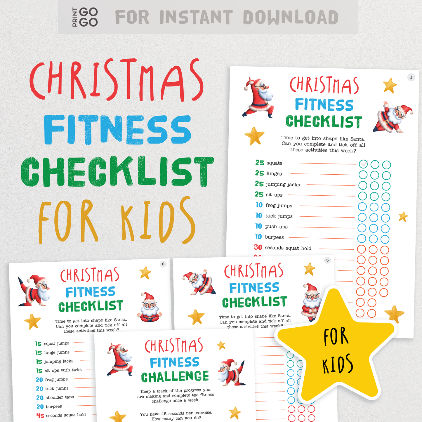 Christmas Fitness Activity Checklist - Weekly Exercises To Get Kids Moving