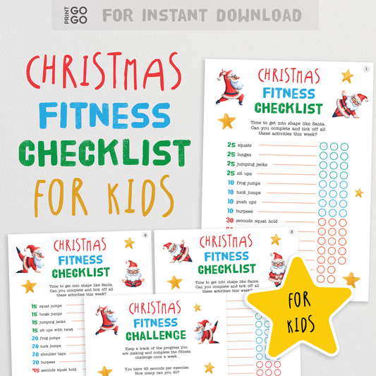 Christmas Fitness Activity Checklist - Weekly Exercises To Get Kids Moving