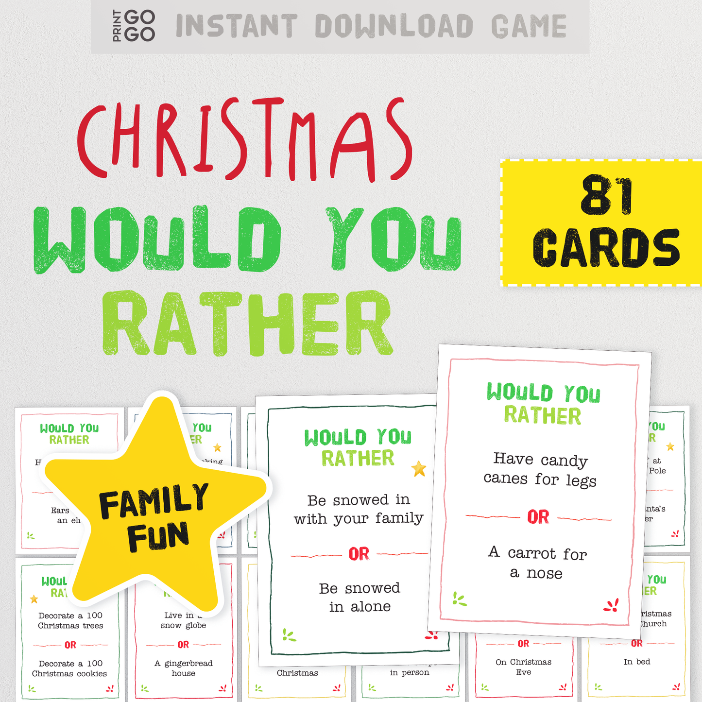 Christmas Would You Rather Cards