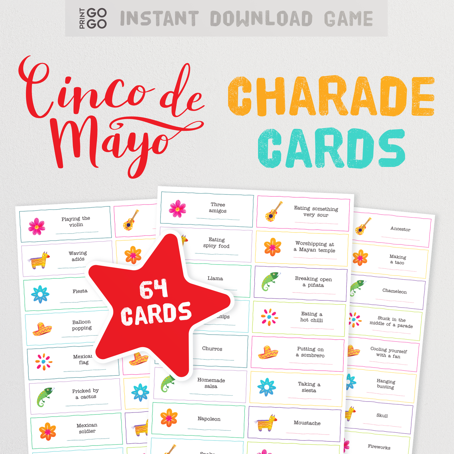 Cinco de Mayo Charades - The Fun Family Party Game of Acting Out and Guessing Phrases