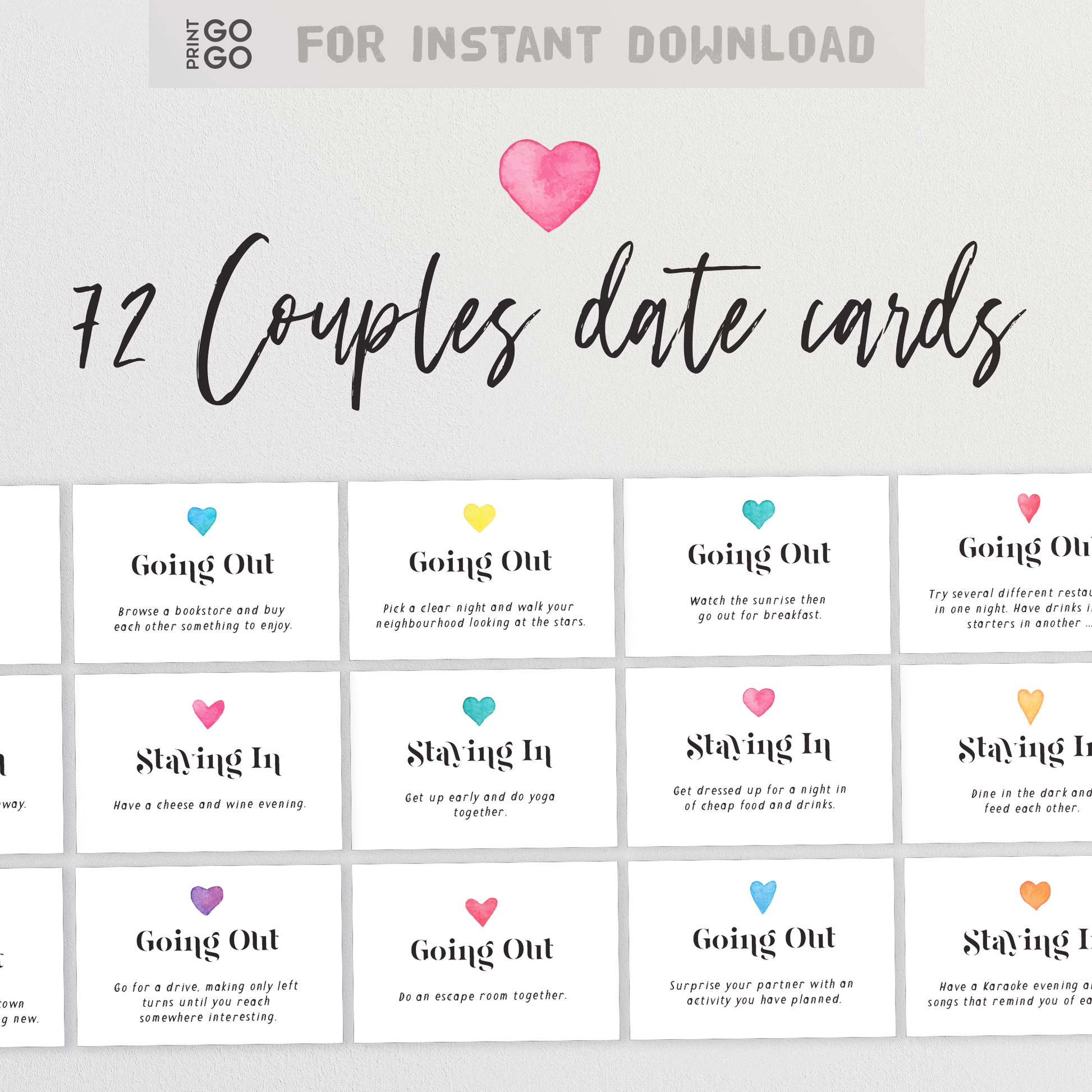 72 Couples Date Cards
