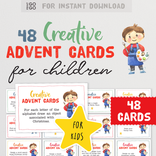 48 Creative Advent Cards - Daily Idea Prompts to Countdown to Christmas! | Unique Advent Activity Cards | Printable Christmas Ideas for Kids