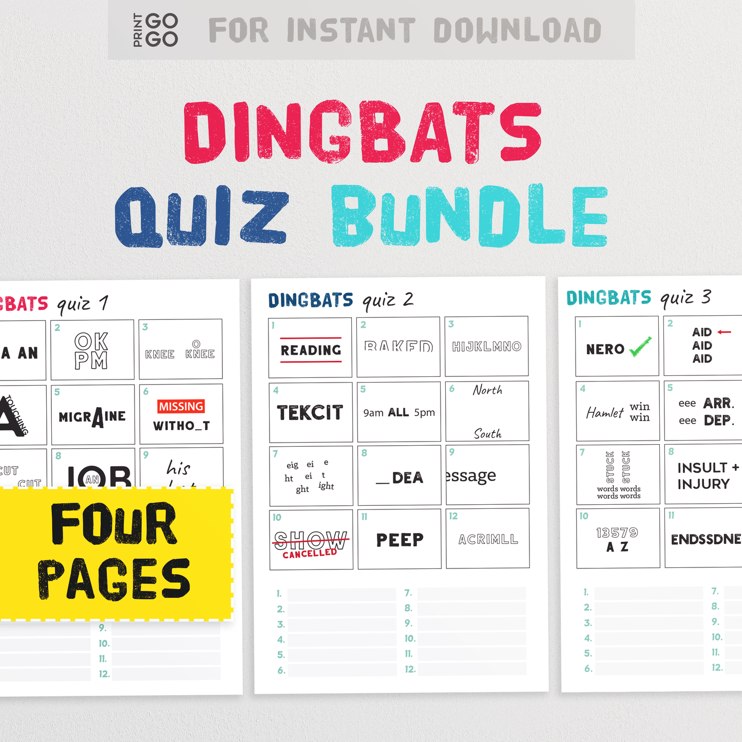 Dingbats Picture Quiz Puzzles - The Guess the Phrase Game for Families and Friends!
