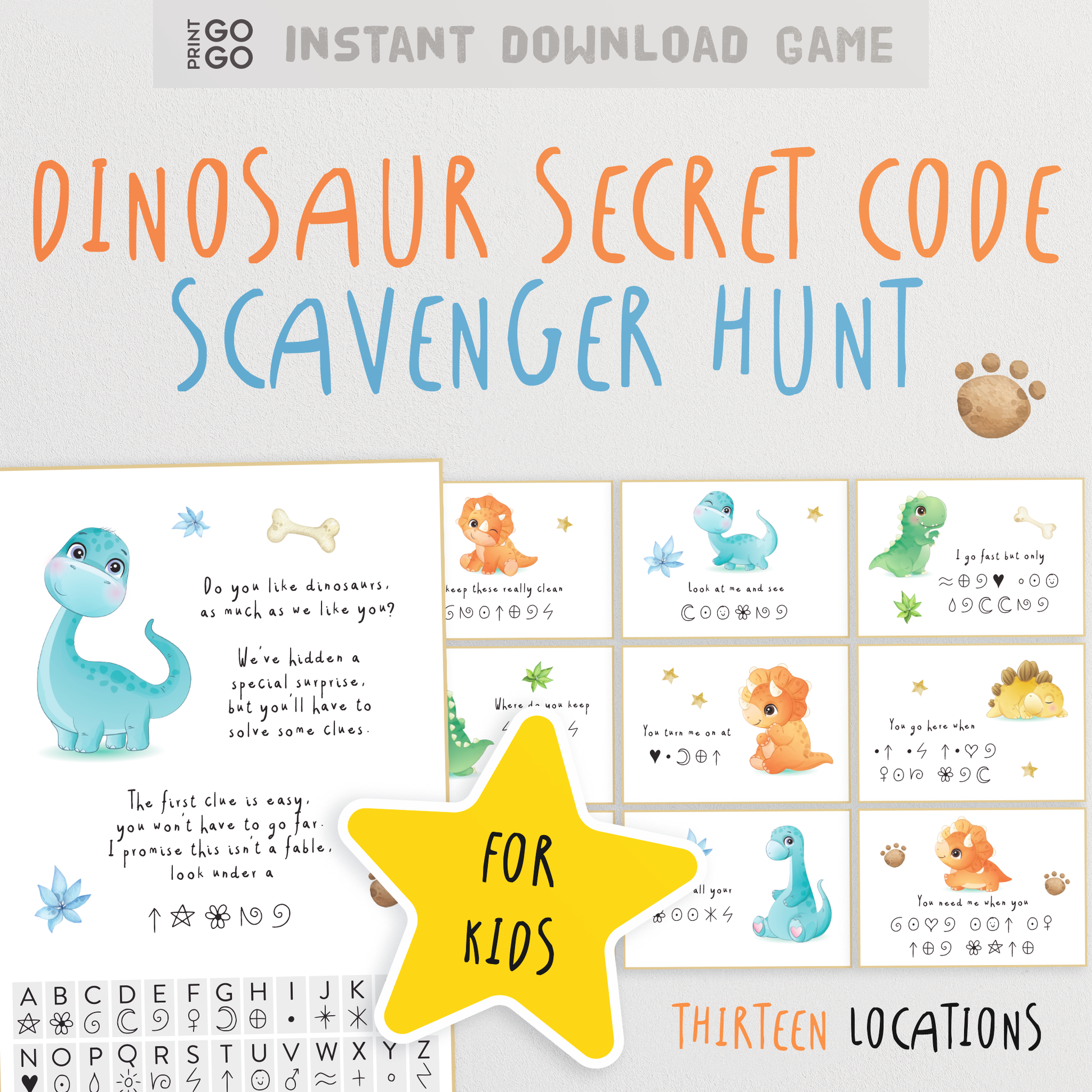 Dinosaur Secret Code Scavenger Hunt