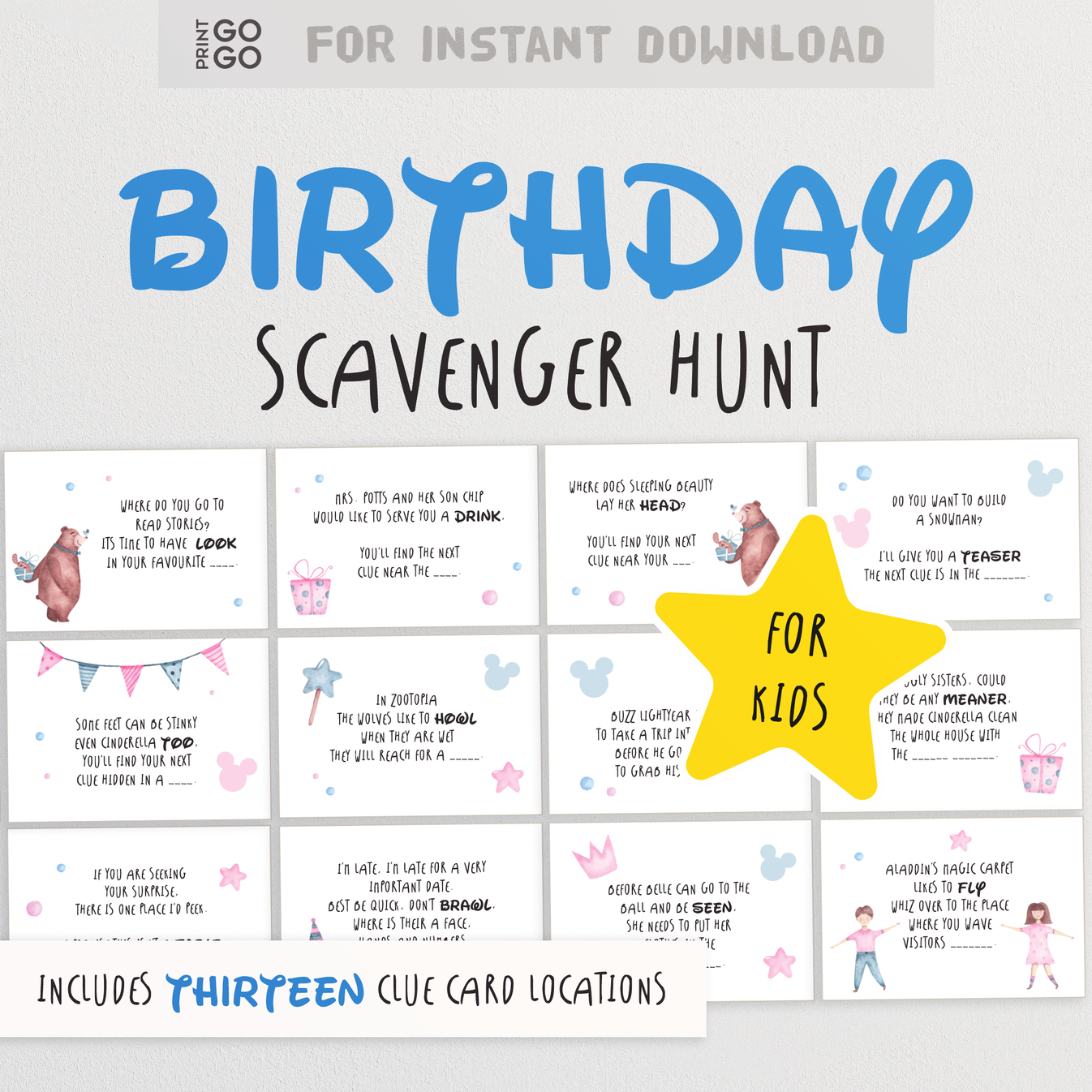 Birthday Scavenger Hunt - A Fun Race Around the House for Kids! – Print ...