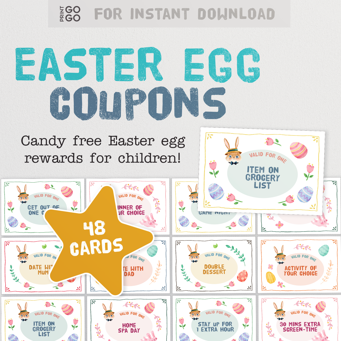 48 Easter Coupons for Kids - The Candy Free Healthy Alternative!