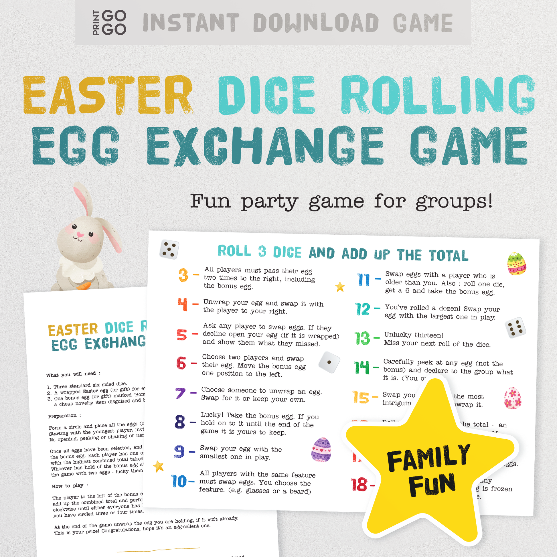 Easter Roll the Dice Egg Exchange Game - The Hilarious Egg Swapping Party Game for Families
