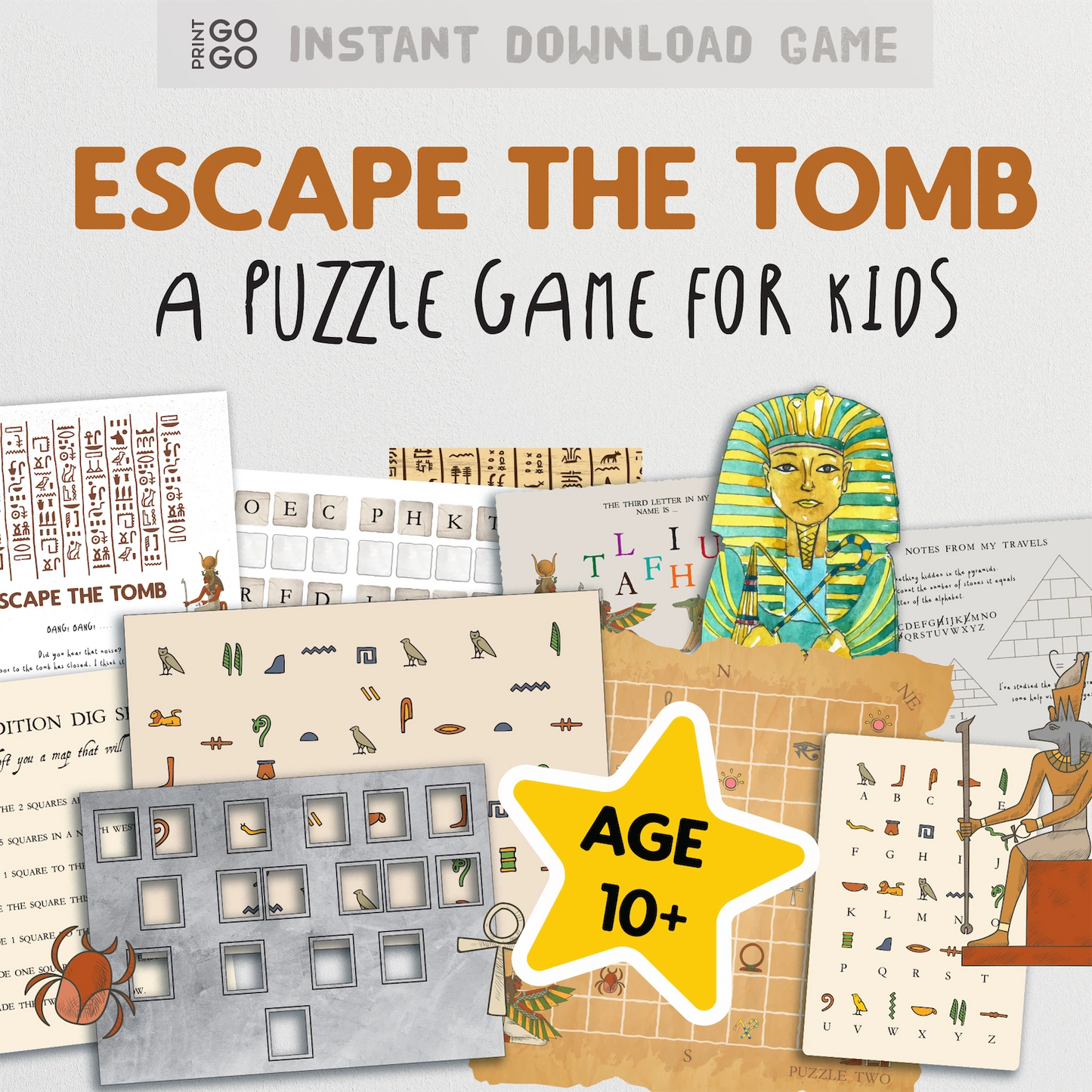 Instant download Egyptian themed family escape game.