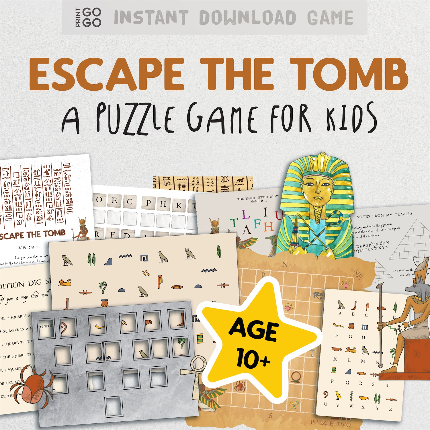 Instant download Egyptian themed family escape game.