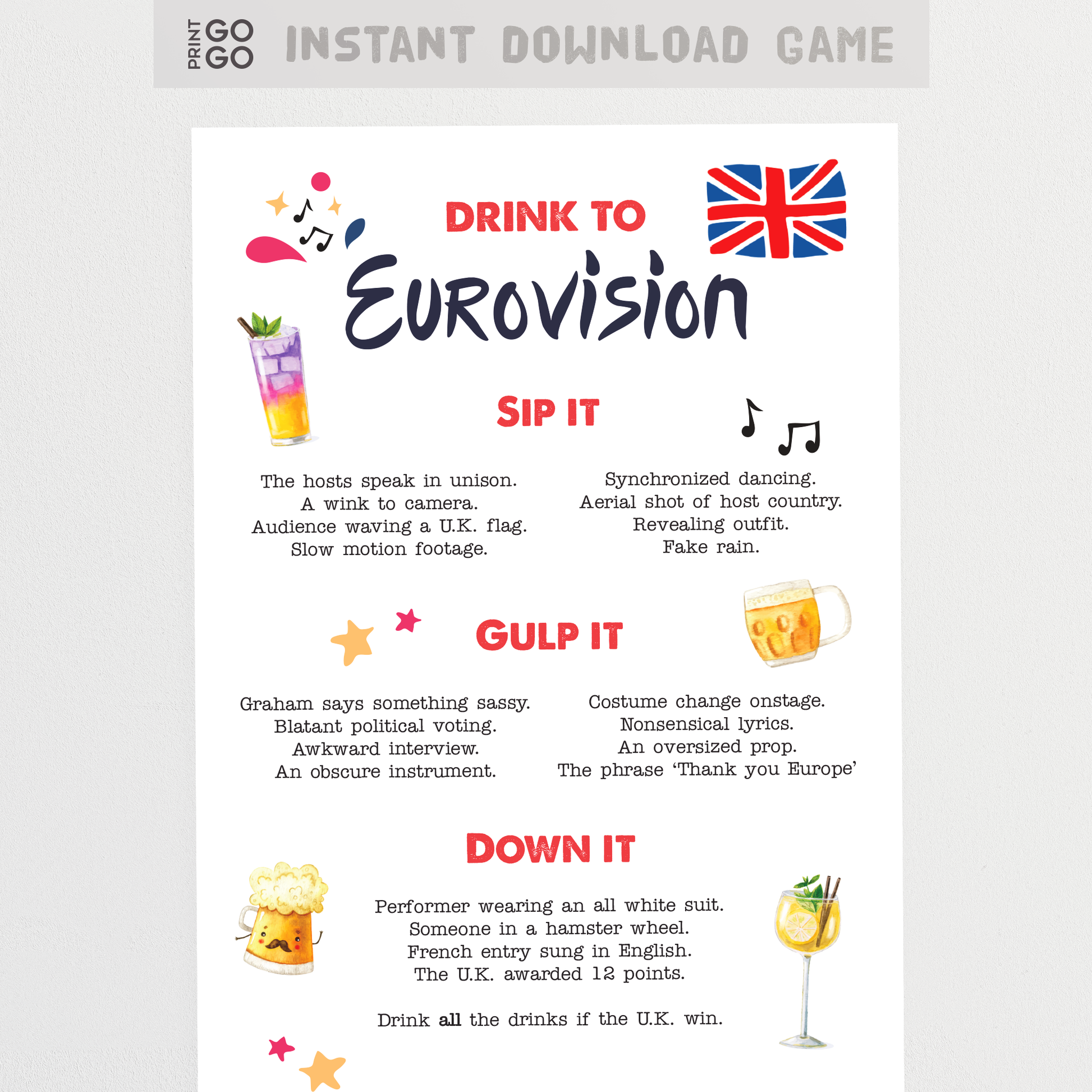 Eurovision Song Contest Drinking Game for Instant Download – Print GoGo eurovision-song-contest-drinking-game-for-instant-download-print-gogo
