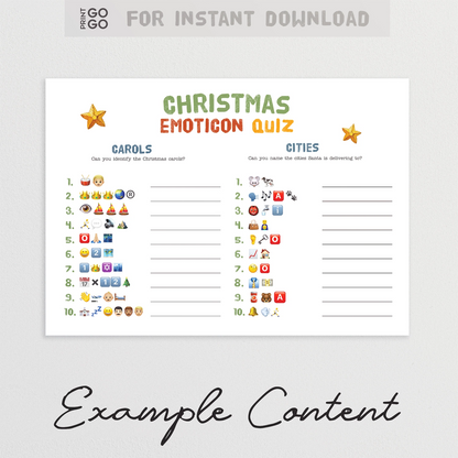 Christmas Emoticon Quiz with emojis on a white background