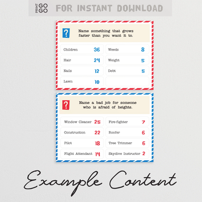 Instant download Friendly Face-Off family party game.