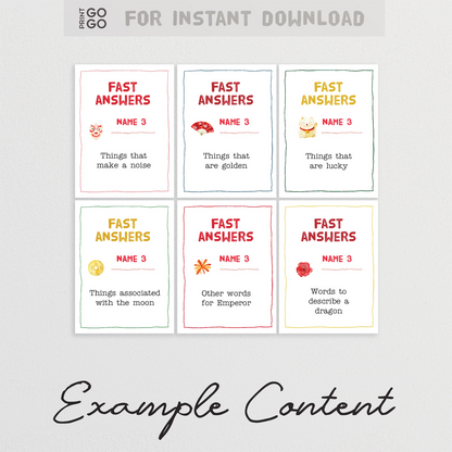 Example content for printable Lunar New Year team party game.