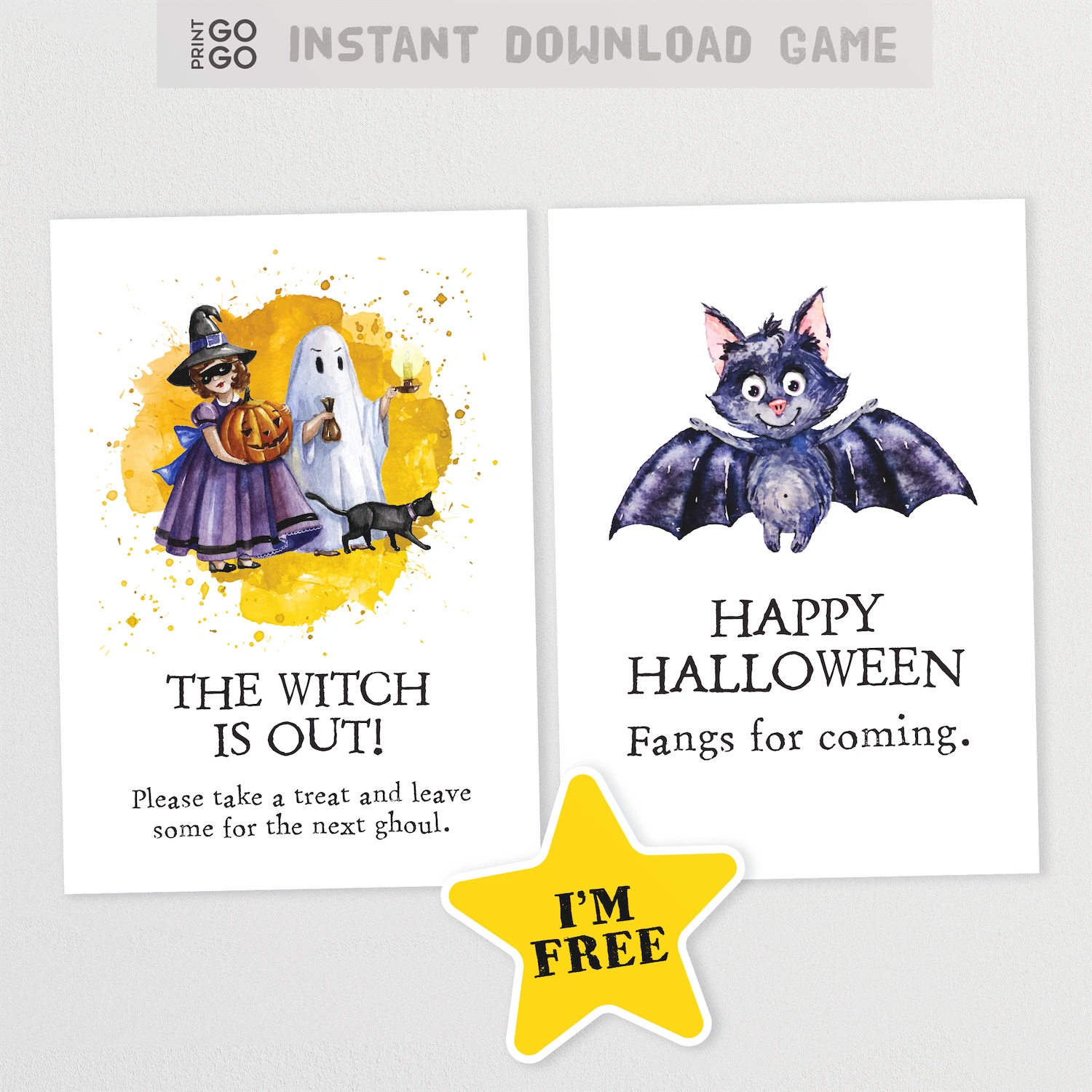 Collection of 6 free printable Halloween door signs for trick or treaters.
