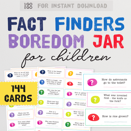 Fact Finders Boredom Jar Cards - 144 Quiz Questions To Keep Kids Entertained