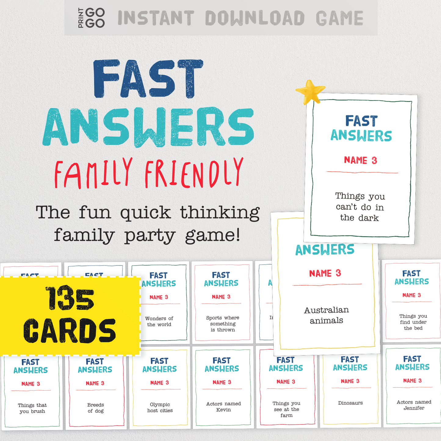 Family Fast Answers Game - The Fun Quick Thinking Family Party Game