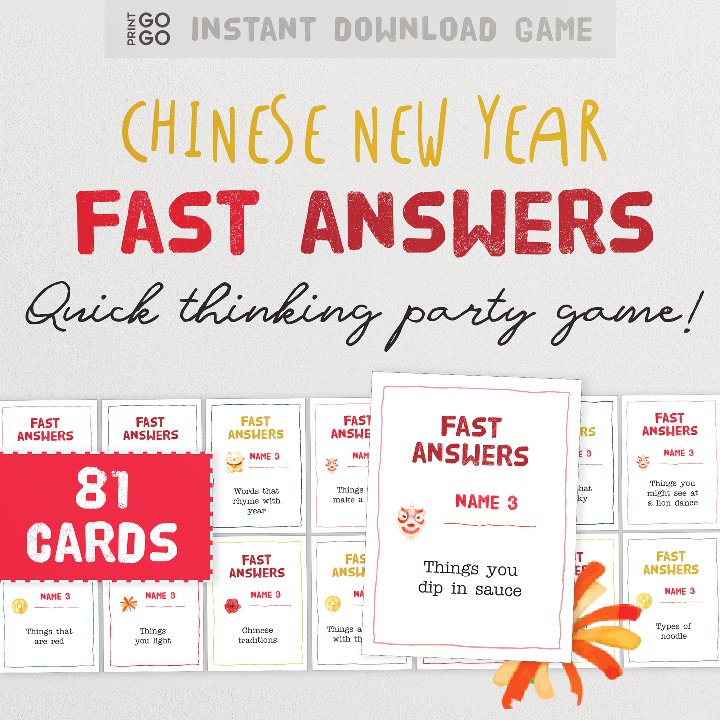 Chinese New Year Fast Answers - The Fun Quick Thinking Family Party Game
