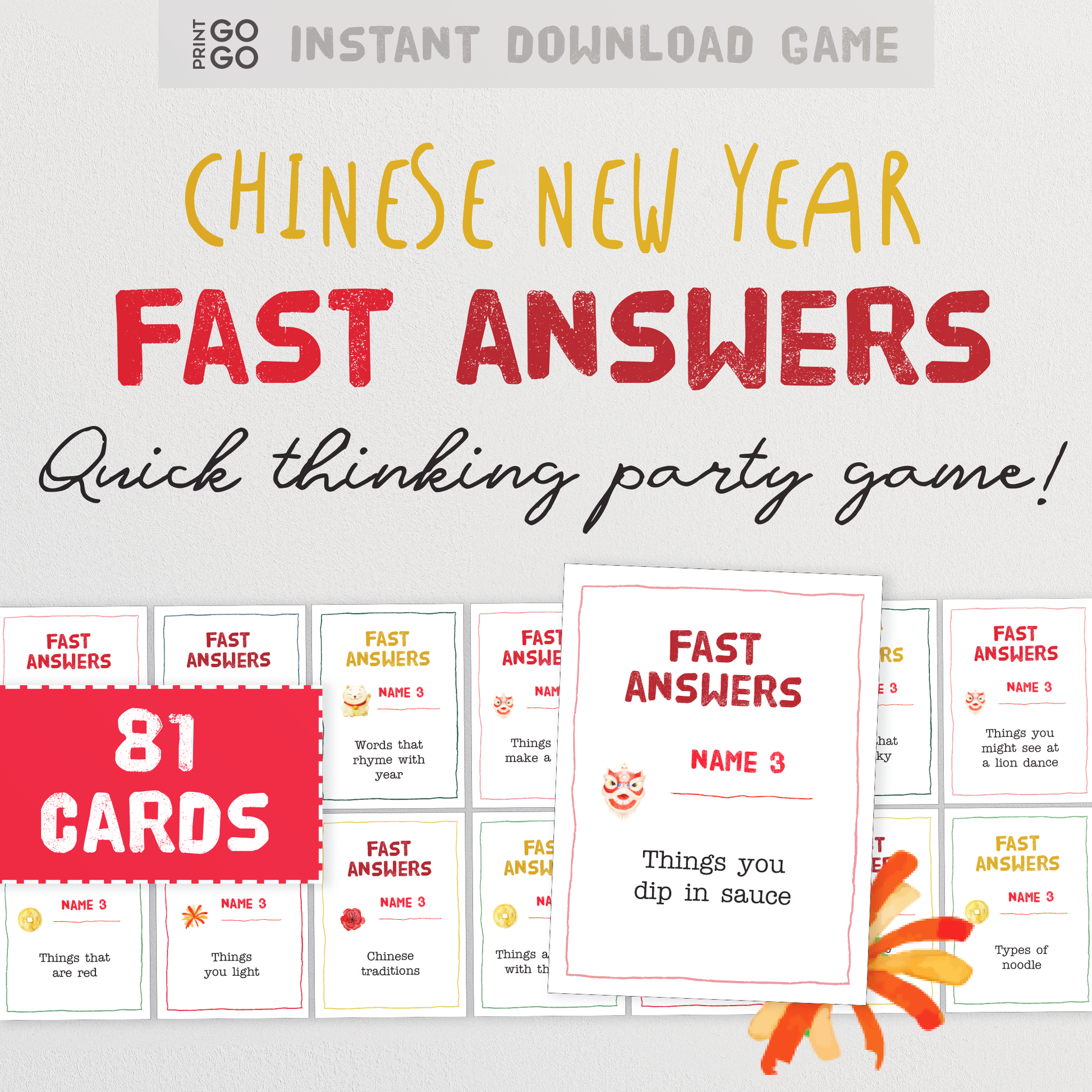 Chinese New Year Fast Answers - The Fun Quick Thinking Family Party Game