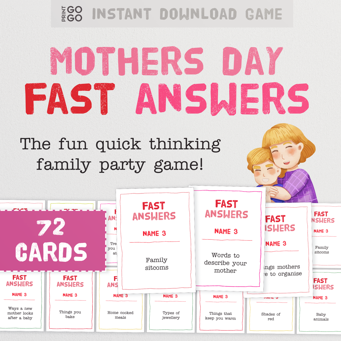 Mothers Day Fast Answers Game - The Fun Quick Thinking Family Party Game
