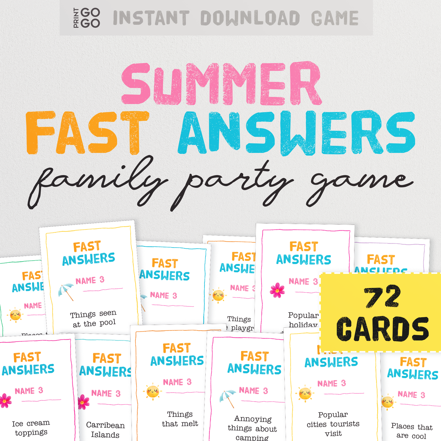 Summer Fast Answers - The Fun Quick Thinking Family Friendly Party Game