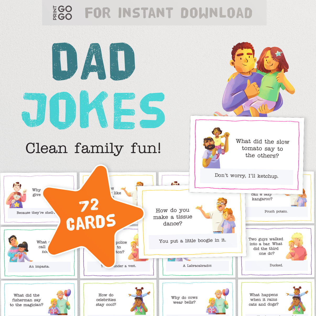 Dad Jokes 72 Printable Family Friendly Cheesy Jokes for Fathers Day Print GoGo