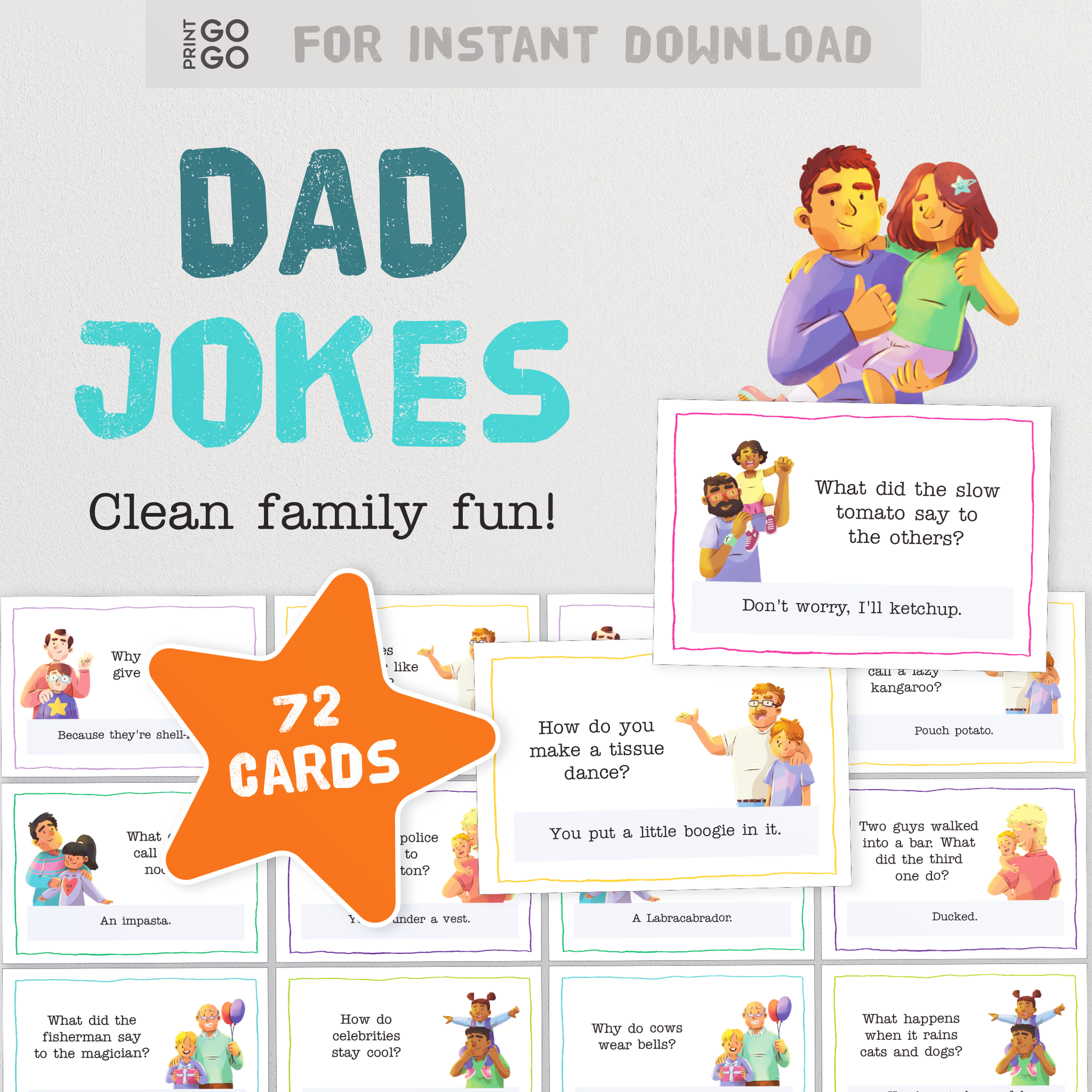 Dad Jokes - 72 Printable Family Friendly Cheesy Jokes for Fathers Day