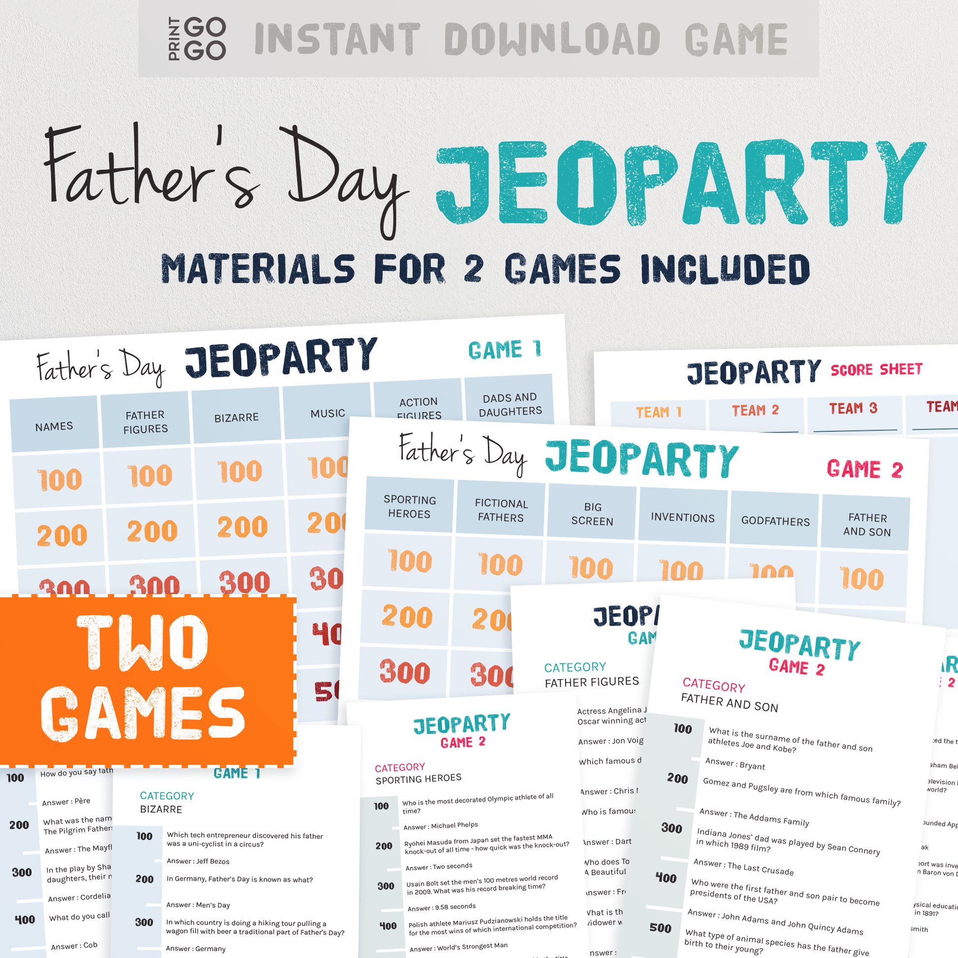 Father's Day Jeoparty Trivia Game - The Fun Party Quiz To Print and Play at Home